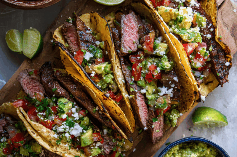 Grilled Steak Tacos with Avocado Salsa