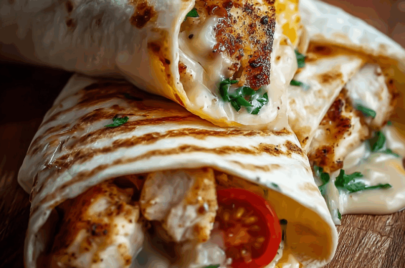 Cheesy Garlic Chicken Wraps