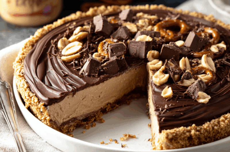 Chocolate Peanut Butter Pretzel Pie