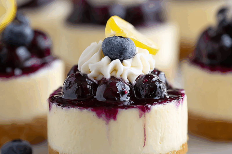 Mini Lemon Blueberry Cheesecakes