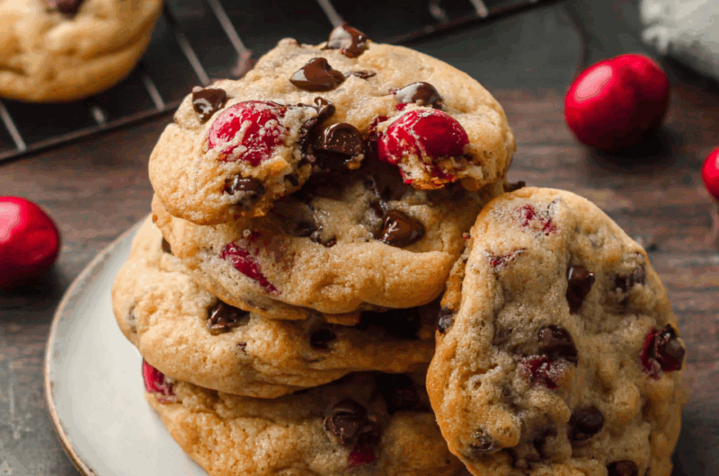 Cherry Chocolate Chip Cookies with Mocha Chips