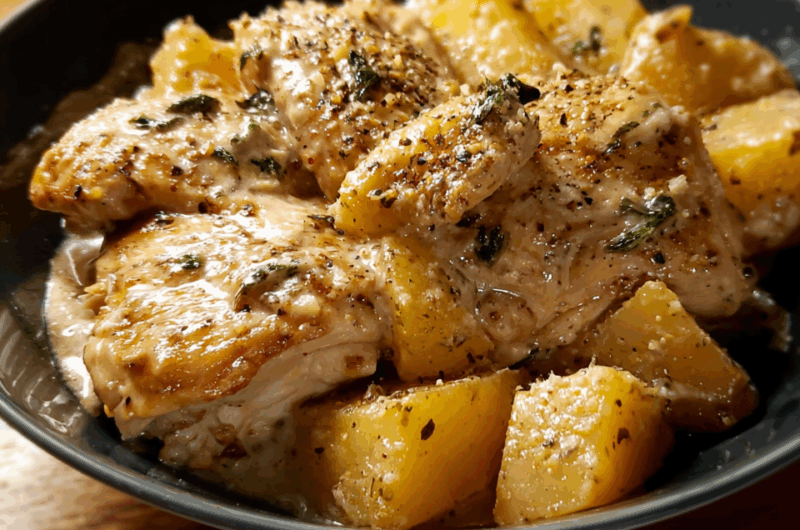 Slow Cooker Parmesan Garlic Chicken and Potatoes
