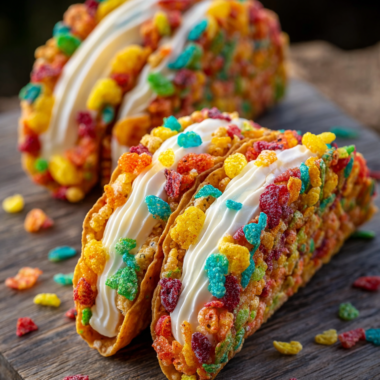 Fruity Pebbles Cheesecake Tacos