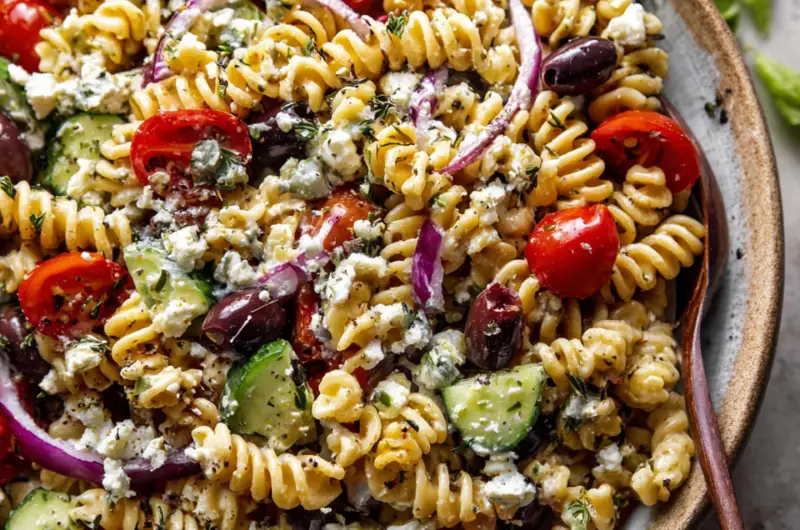 Greek Olive Pasta Salad