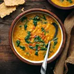 Smoky Red Lentil Soup with Spinach