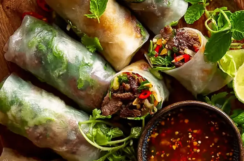 Thai Basil Beef Rolls