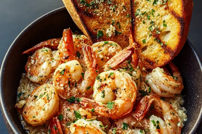 Shrimp Scampi Bowls with Garlic Bread
