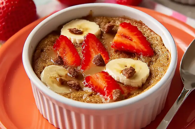 Strawberry Banana Blended Baked Oats