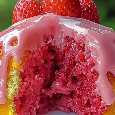 Strawberry Honeybun Cake with Creamy Strawberry Icing