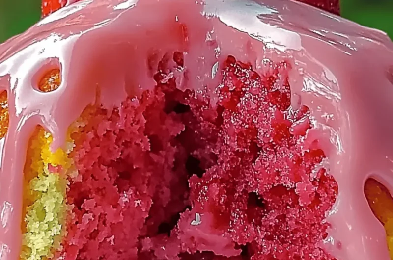 Strawberry Honeybun Cake with Creamy Strawberry Icing