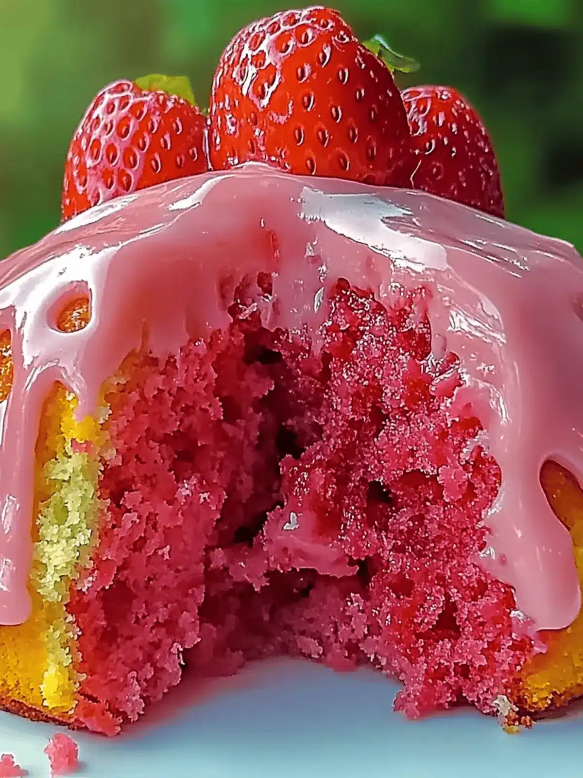 Strawberry Honeybun Cake with Creamy Strawberry Icing