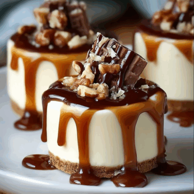 No-Bake Turtle Mini Cheesecakes