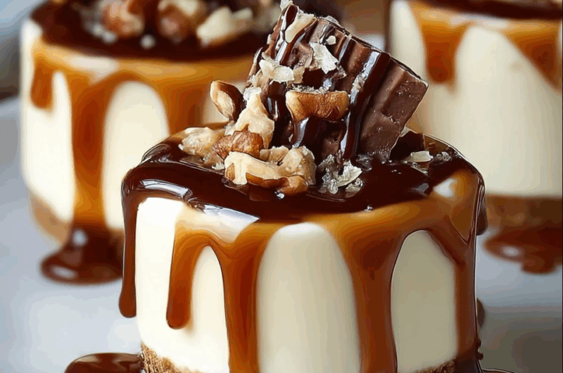No-Bake Turtle Mini Cheesecakes