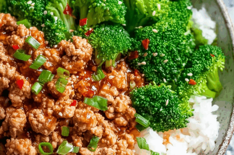 Sweet and Spicy Ground Turkey Broccoli Bowls