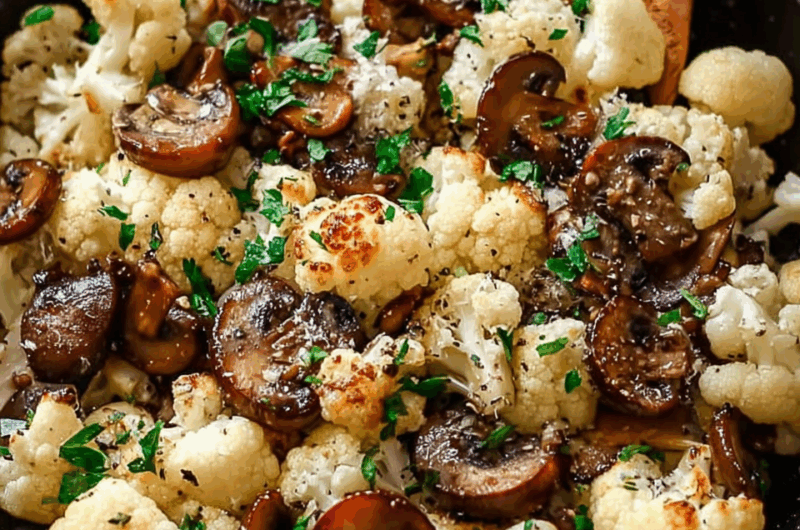 Garlic Cauliflower Mushroom Skillet