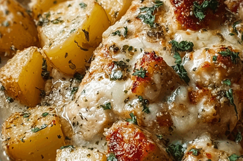 Garlic Parmesan Crockpot Chicken and Potatoes