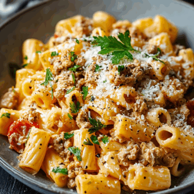 Cheesy Ground Turkey Pasta