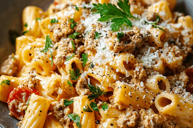 Cheesy Ground Turkey Pasta