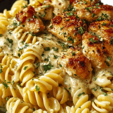 Creamy Garlic Parmesan Chicken with Cheesy Twisted Pasta