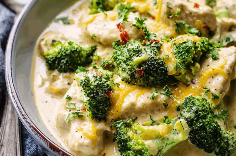 Crockpot Creamy Broccoli Cheddar Chicken