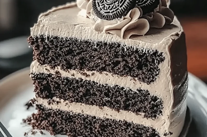 Black Velvet Cake with Oreo Frosting