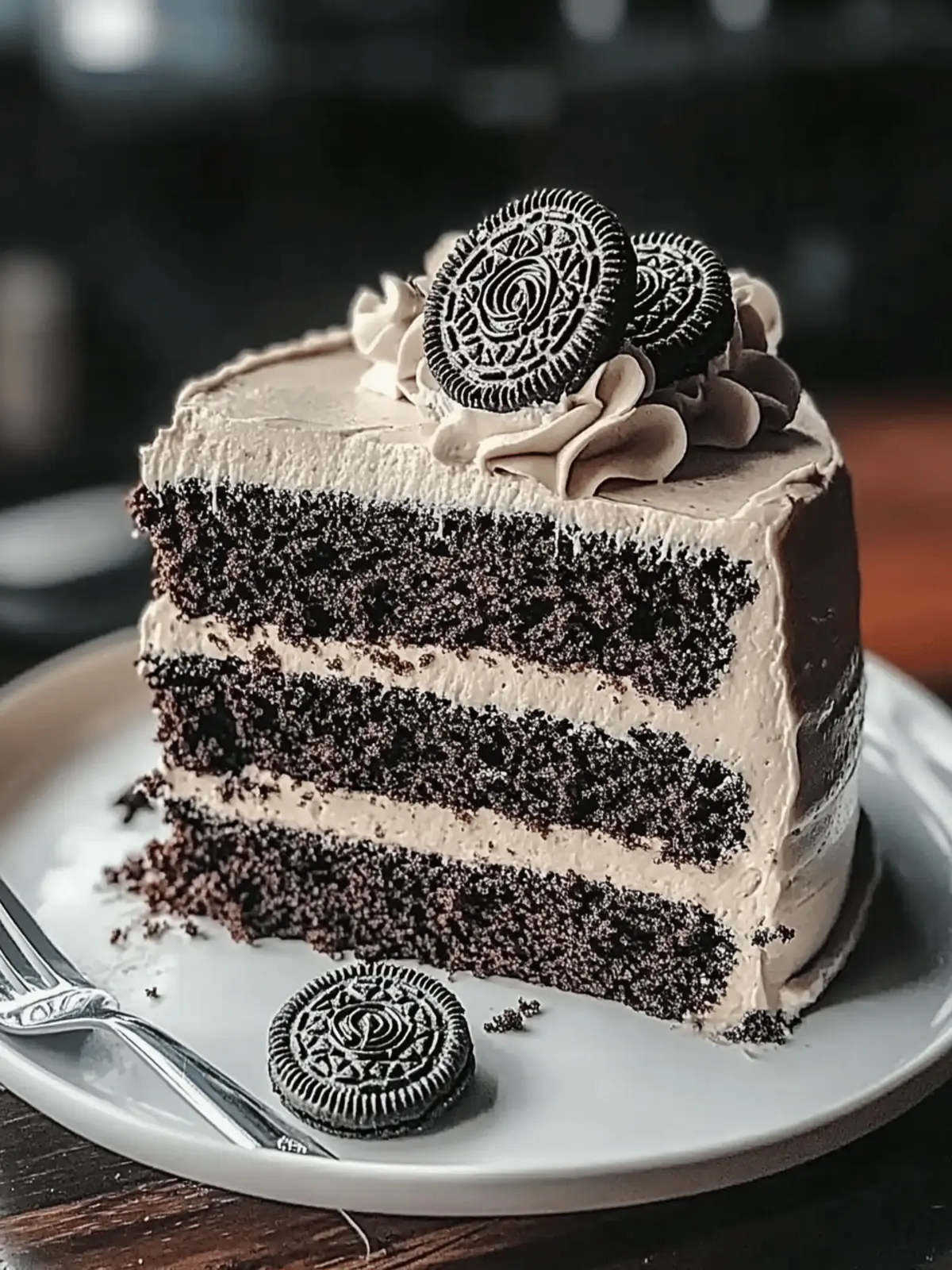 Black Velvet Cake with Oreo Frosting