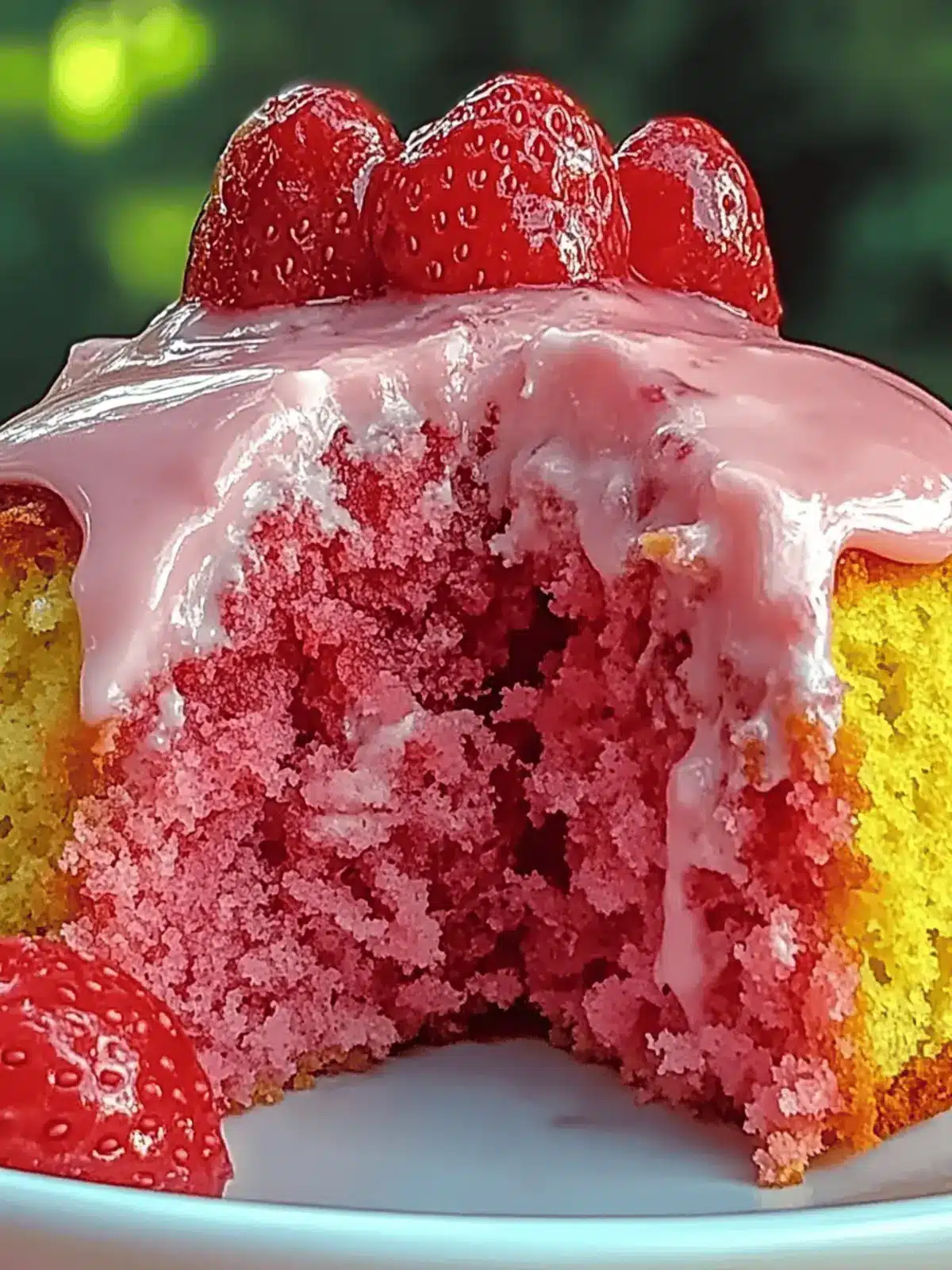 Delicious Strawberry Honeybun Cake with Creamy Strawberry Icing