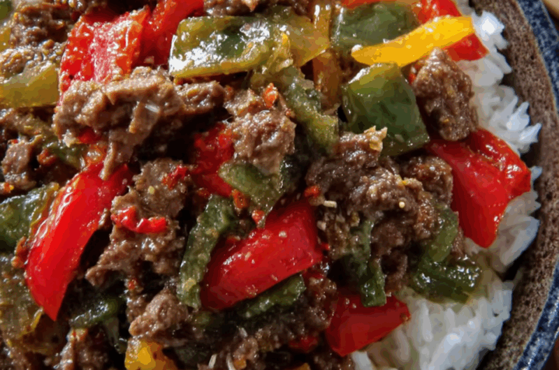 Beef and Pepper Rice Bowls