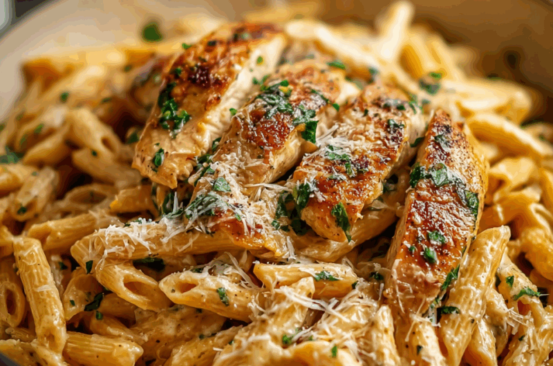 Healthy Garlic Parmesan Chicken Pasta
