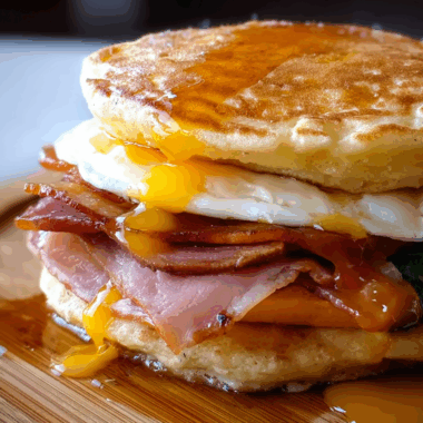 Leftover Pancake Breakfast Sandwich