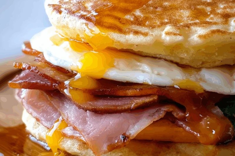 Leftover Pancake Breakfast Sandwich