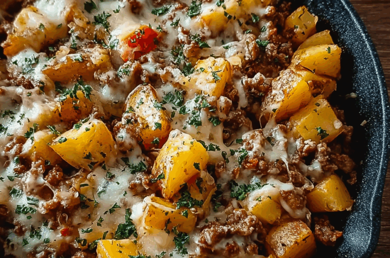 One-Pan Cheesy Meat & Potato Skillet
