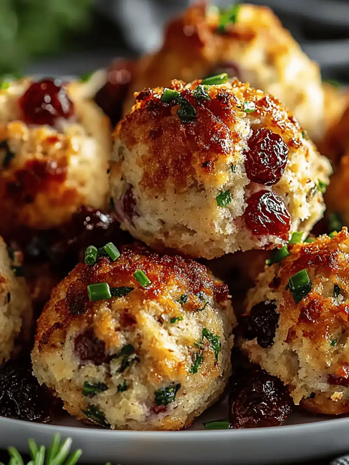Festive Cranberry Turkey Stuffing Balls