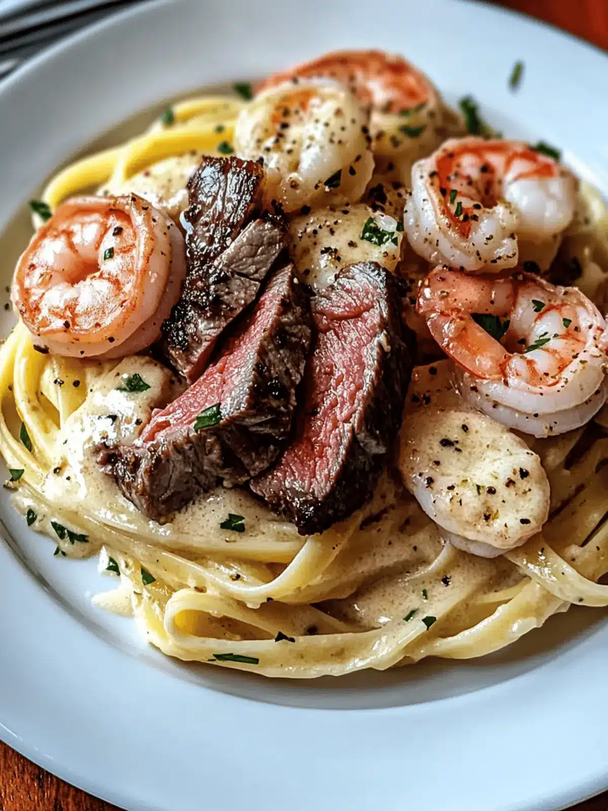 Cajun Shrimp and Steak Alfredo Pasta for a Cozy Dinner Night