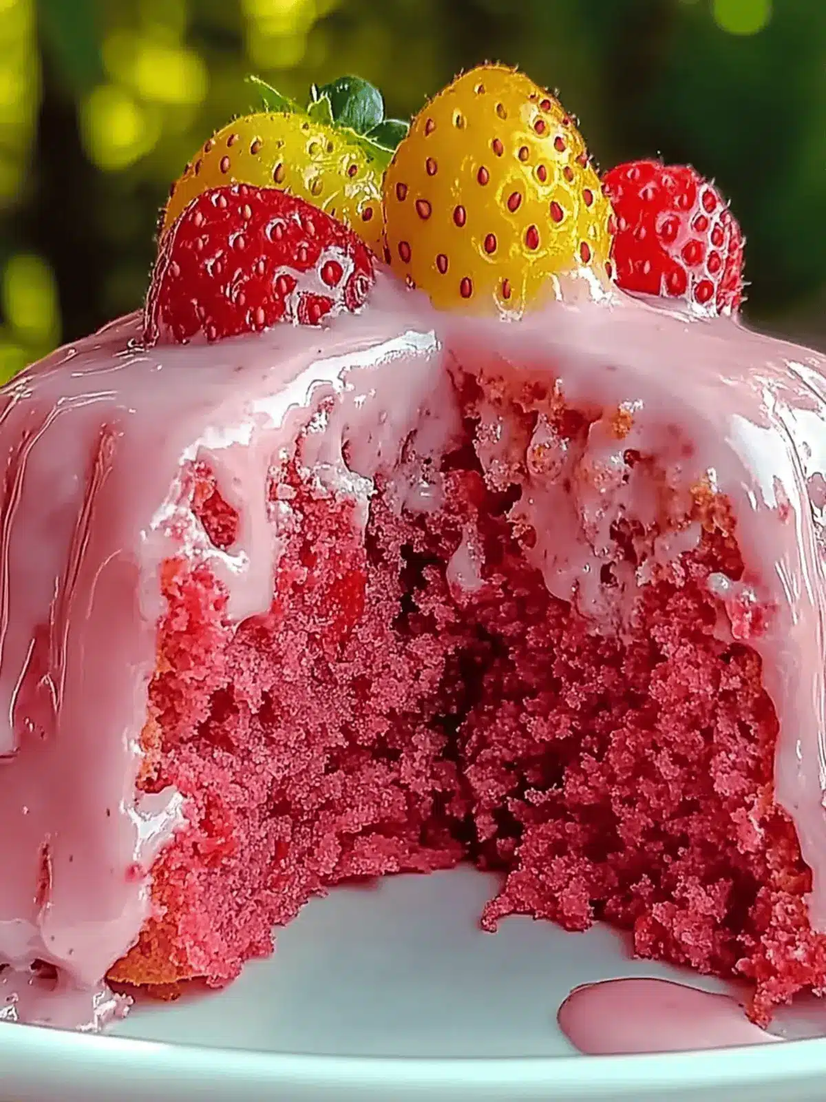 Delicious Strawberry Honeybun Cake with Creamy Strawberry Icing