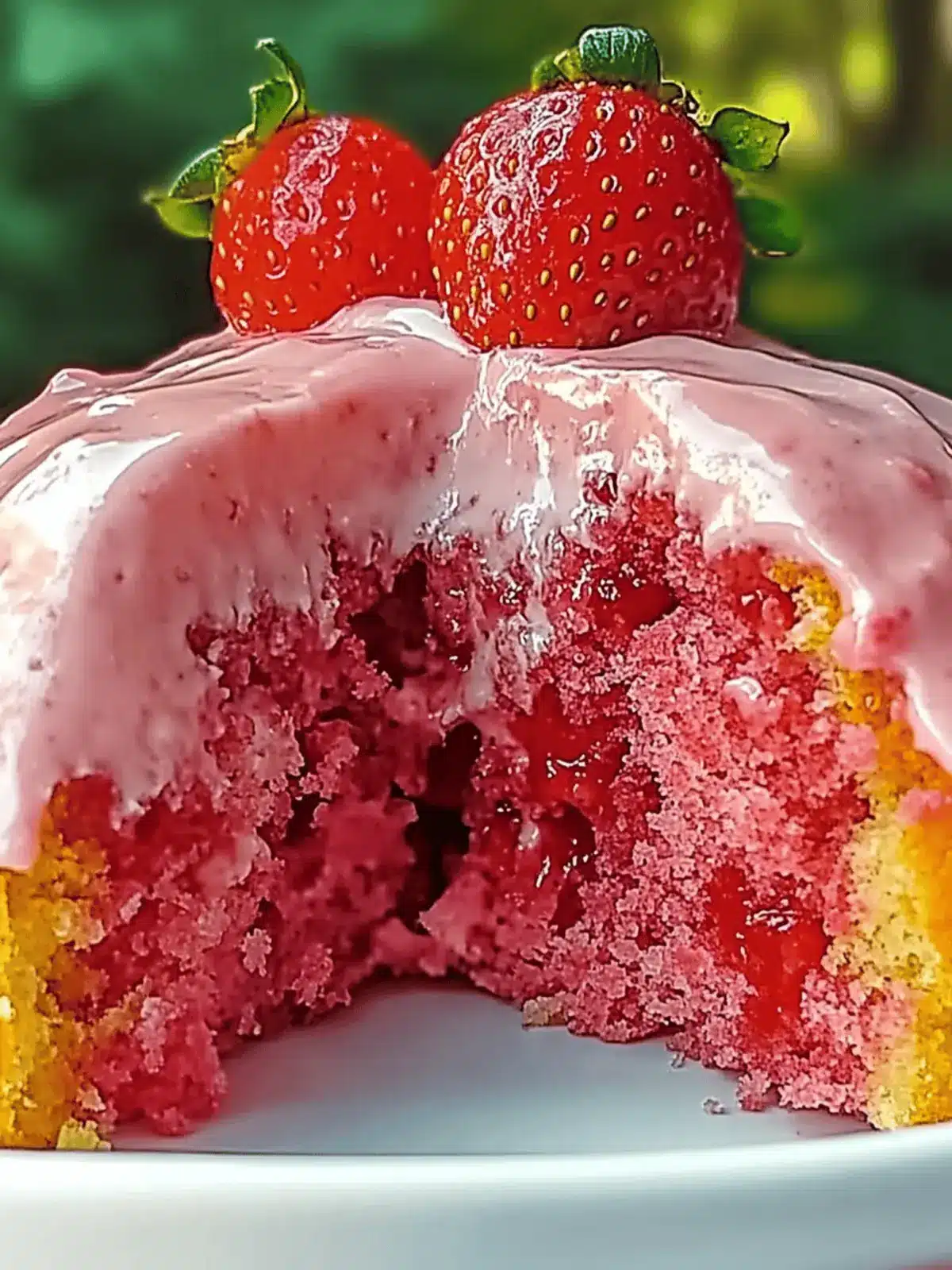 Delicious Strawberry Honeybun Cake with Creamy Strawberry Icing