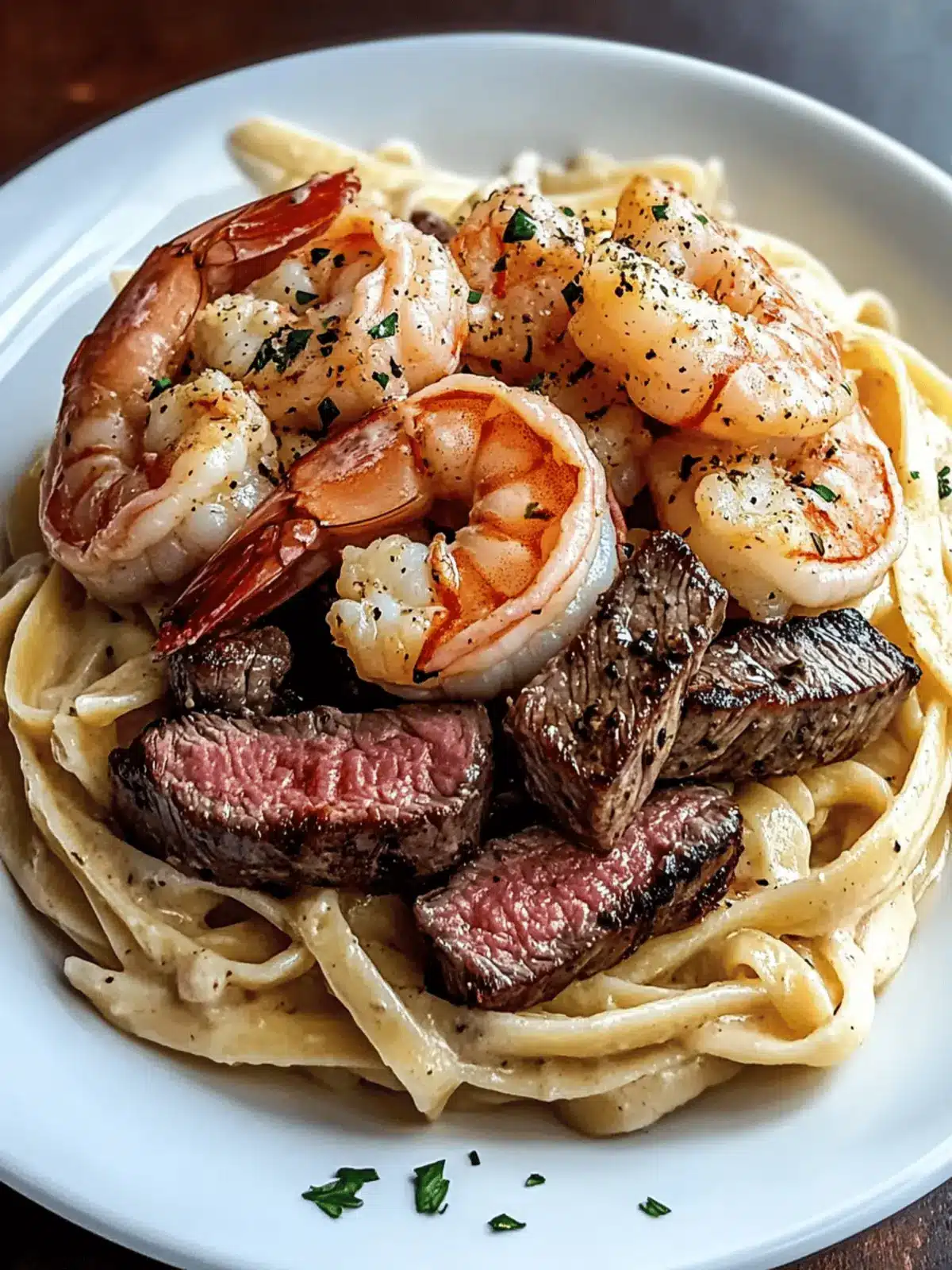 Cajun Shrimp and Steak Alfredo Pasta for a Cozy Dinner Night