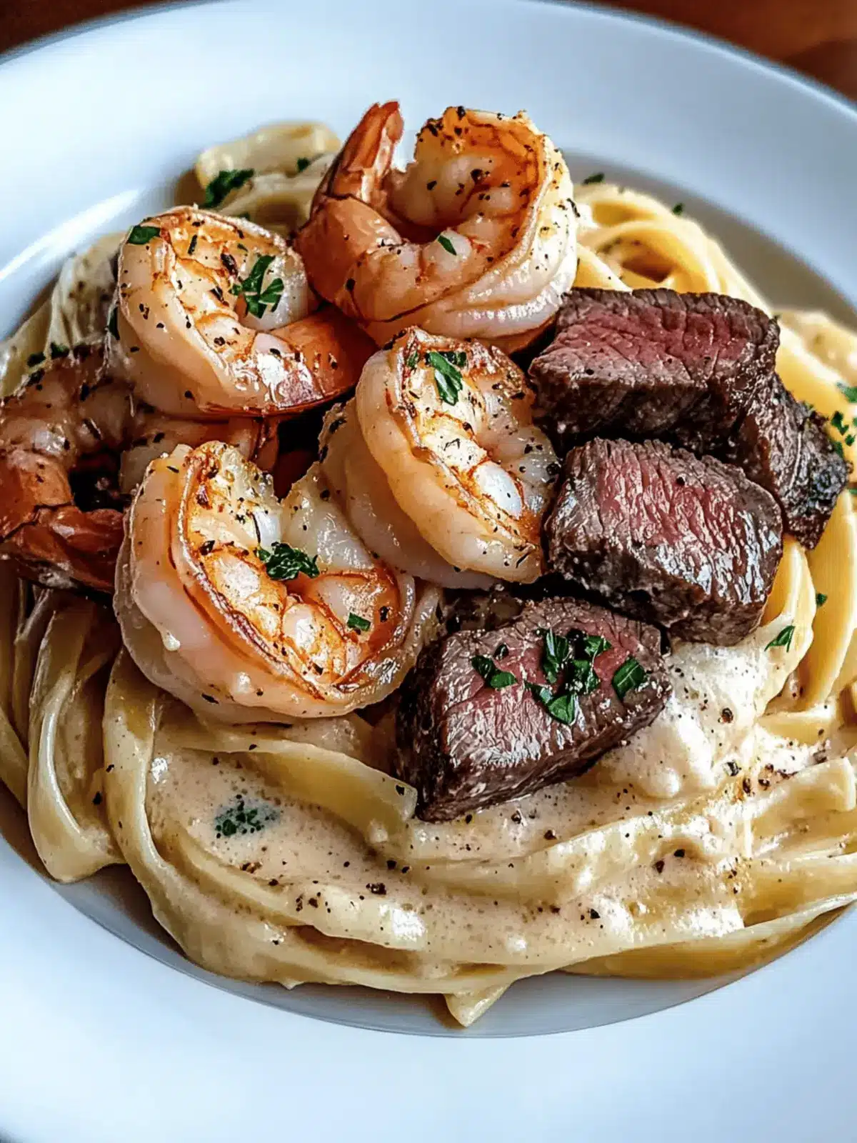 Cajun Shrimp and Steak Alfredo Pasta for a Cozy Dinner Night
