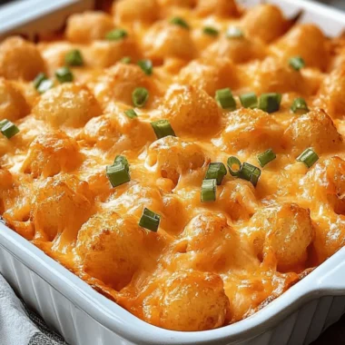 Buffalo Chicken Tater Tot Casserole