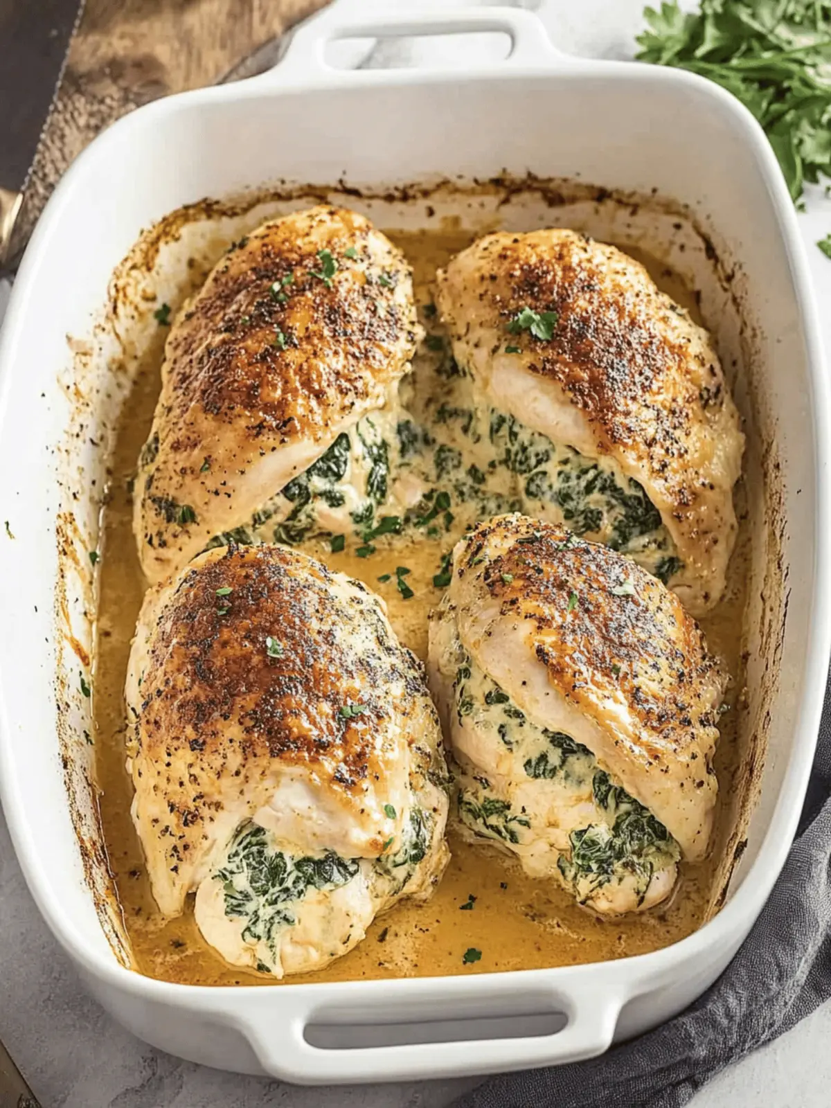 Baked Stuffed Chicken with Spinach and Cheese