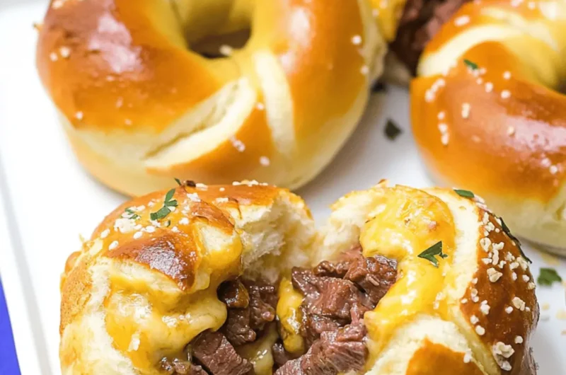 Steak and Cheese Stuffed Pretzels