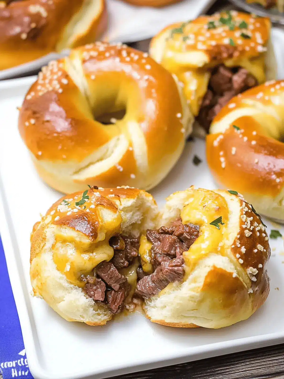Steak and Cheese Stuffed Pretzels