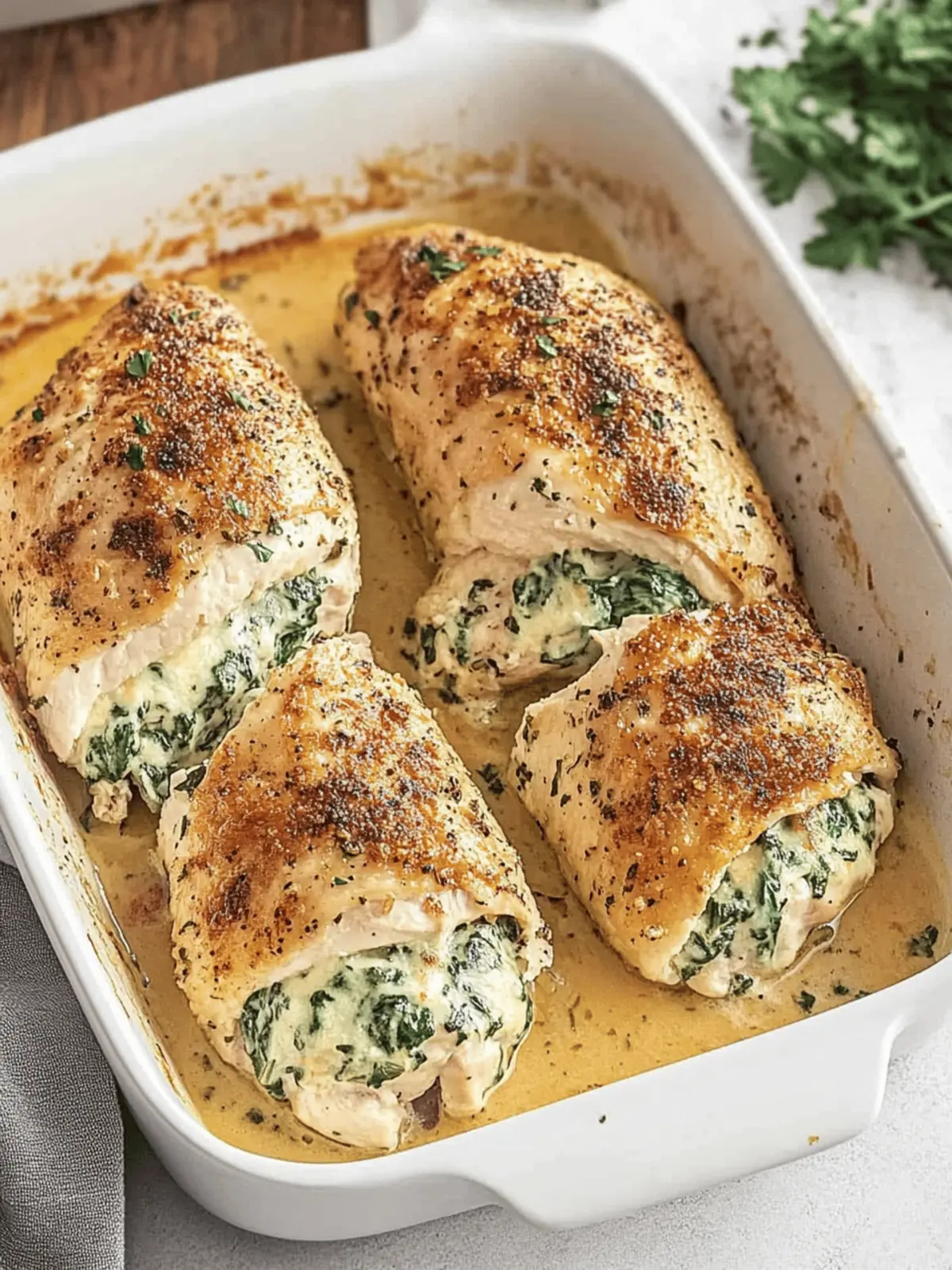 Baked Stuffed Chicken with Spinach and Cheese