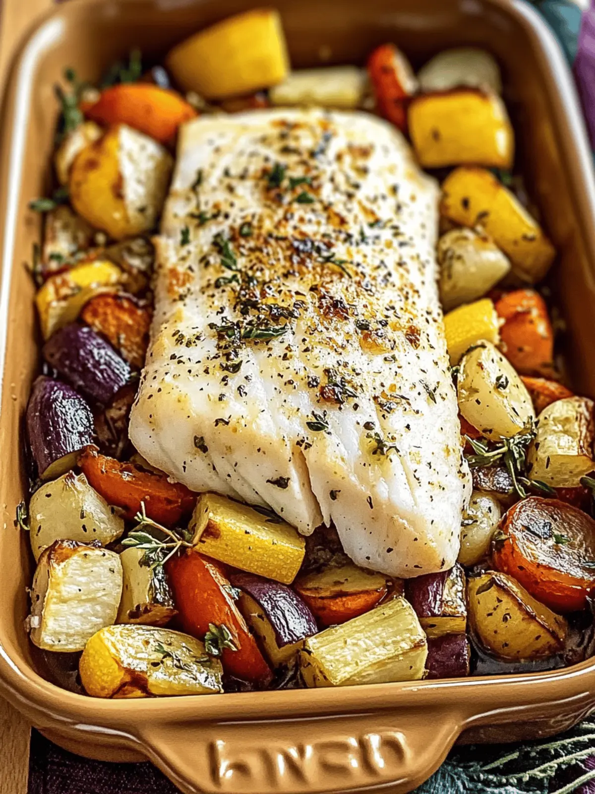 Rustic Mediterranean Baked Cod with Herbed Veggies