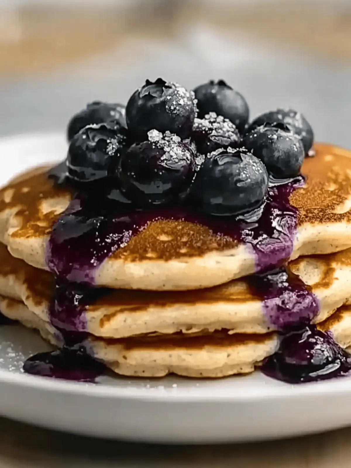 Fluffy Ricotta Pancakes with Salted Blueberry Butter