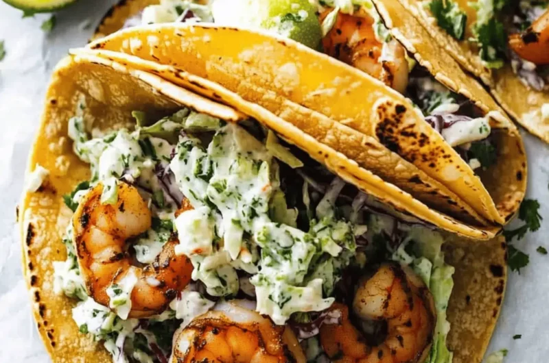 Shrimp Tacos with Cilantro Lime Slaw