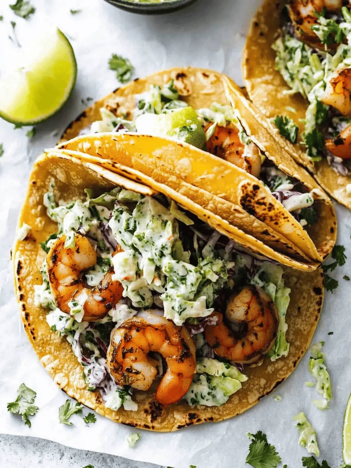 Shrimp Tacos with Cilantro Lime Slaw
