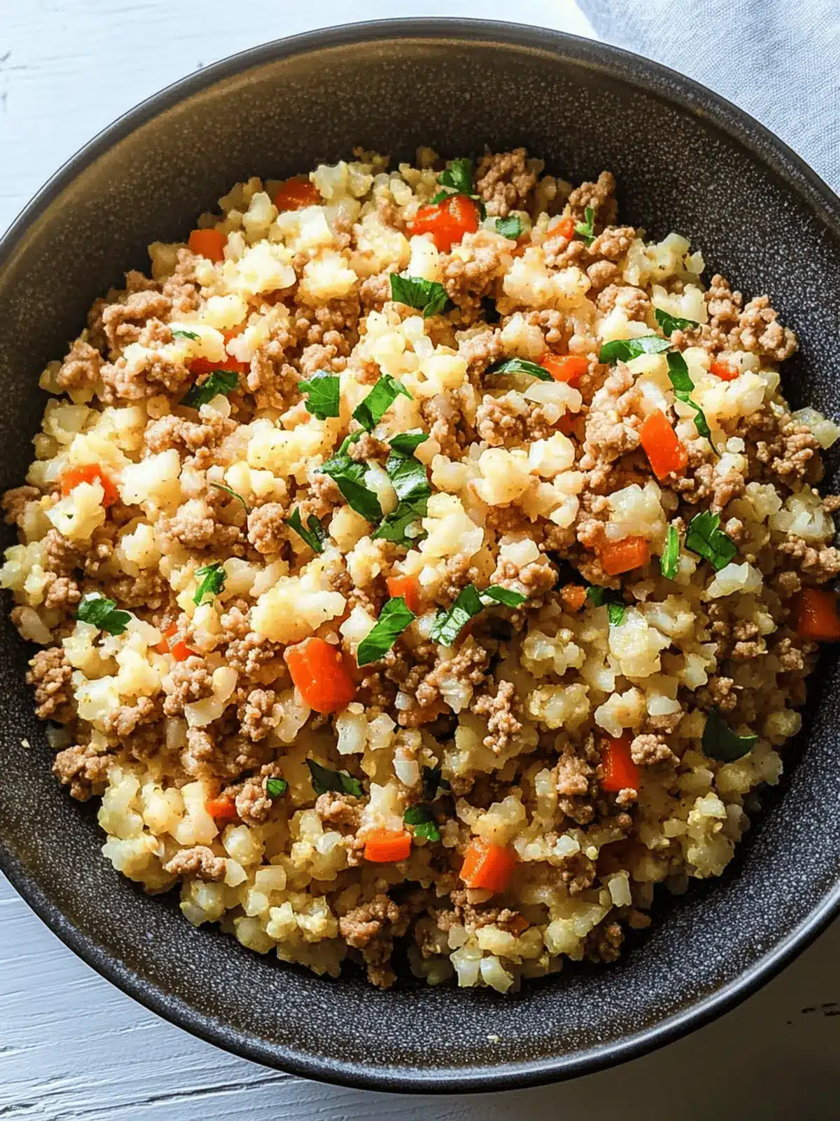 Spicy Cauliflower Rice with Ground Turkey