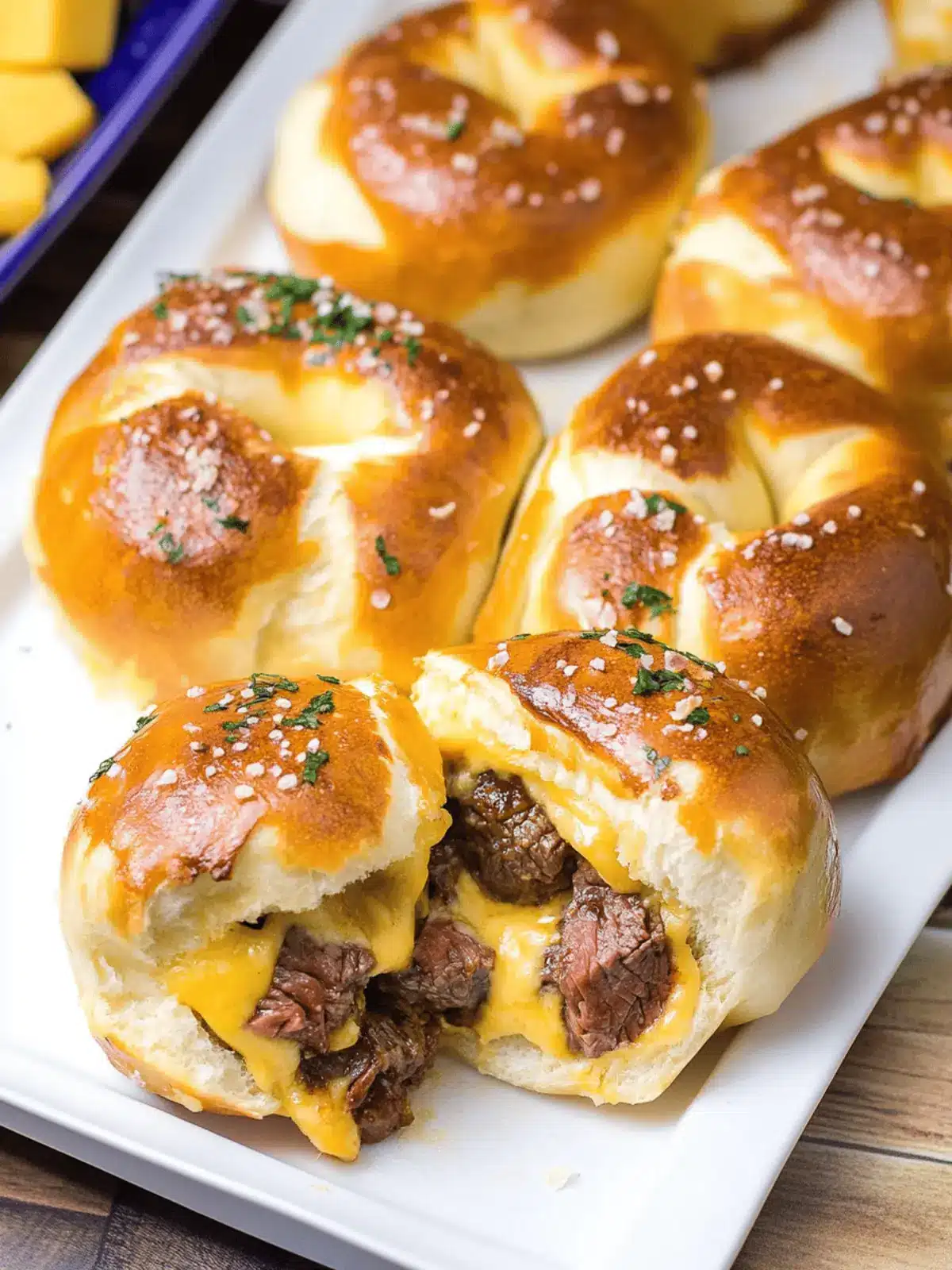 Steak and Cheese Stuffed Pretzels