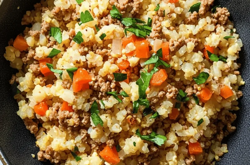 Spicy Cauliflower Rice with Ground Turkey